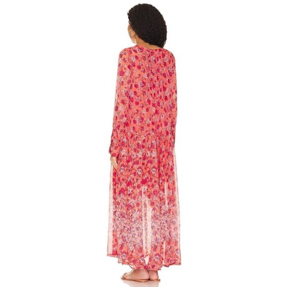 Free People See It Through Dress Coral Combo Womens Size Small - Picture 6 of 12